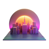 vibrant artistic Synthwave Cityscape 3D Render authentic png