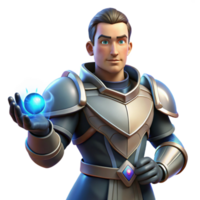 serene rustic 3D Render Fantasy Knight with Magic Orb exclusive png
