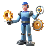 extraordinary abstract 3D Robot Mechanic with Gears Illustration high resolution png