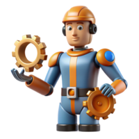 extraordinary creative 3D Render of a Robot Mechanic professional png