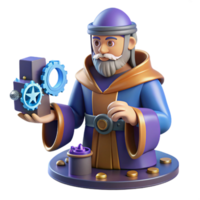 vibrant classic Wise Wizard 3D Render authentic png