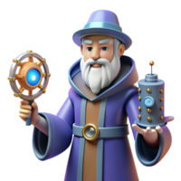magnificent artistic Wise Wizard 3D Render authentic png