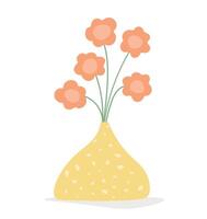 Abstract bouquet of flowers in a vase. flat graphics. vector