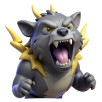 stunning contemporary Angry Cartoon 3D Render of a Gray Beast authentic png