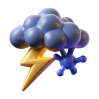 wonderful rustic 3D Render Storm Cloud Lightning Icon 4K png
