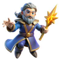 vibrant rustic 3D Render of a Fantasy Wizard premium png