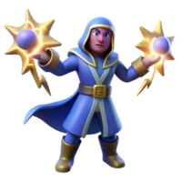 serene modern 3D Render Wizard Game Character high quality png