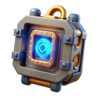 extraordinary artistic Steampunk 3D Render Glowing Crystal Cube authentic png