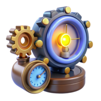 serene abstract 3D Render of Steampunk Clockwork Gear authentic png