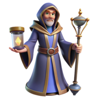 impressive creative Wizard 3D Render, Fantasy Mage Illustration high resolution png