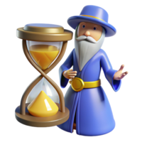 vibrant abstract Wizard and Hourglass 3D Render high resolution png