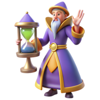 magnificent traditional 3D Render Wizard with Hourglass exclusive png