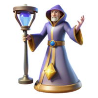 elegant abstract 3D Render Wizard with Lamp genuine png