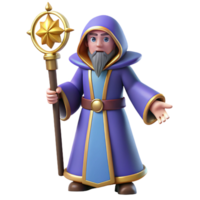 stunning modern 3D Render Wizard Character Illustration high resolution png