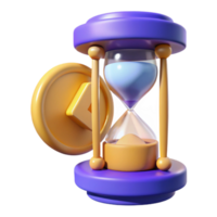 beautiful rustic 3D Render Hourglass with Play Button high quality png
