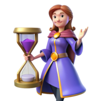 magnificent modern 3D Cartoon Girl with Hourglass 4K png