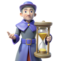 dramatic rustic 3D Render Time Management Wizard detailed png
