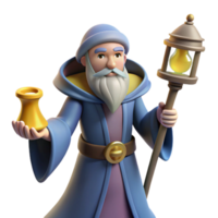 magnificent rustic Wise Wizard 3D Render high quality png