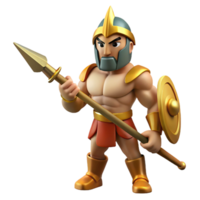 serene artistic 3D Cartoon Warrior Illustration authentic png