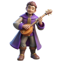 extraordinary vintage 3D Render of a Musical Bard high resolution png