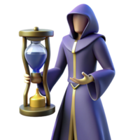 stunning minimalist 3D Render Mage with Hourglass high resolution png