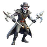 dramatic minimalist Grim 3D Render Skeletal Figure with Spears premium png