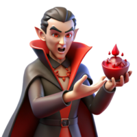 elegant minimalist 3D Render Vampire Cartoon Character high quality png