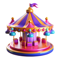 impressive minimalist Colorful Carousel 3D Render authentic png