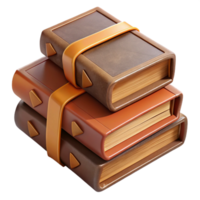 elegant abstract Stack of Leather Bound Books 3D Illustration high resolution png