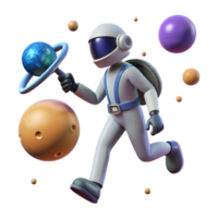 vibrant creative 3D Astronaut Exploring Planets authentic png