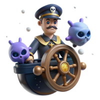 elegant minimalist 3D Illustration Captain and Skull Creatures original png