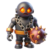 wonderful creative 3D Render Chained Robot with Spiked Ball high resolution png