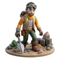 stunning rustic 3D Render Cartoon Explorer high resolution png