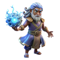 serene minimalist 3D Render of a Wise Wizard with a Magical Orb professional png