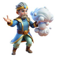 stunning classic 3D Render Wizard with Cloud Magic authentic png