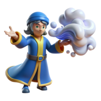 impressive traditional 3D Render of a Young Wizard Casting a Spell high quality png
