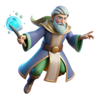 beautiful classic 3D Render Wizard Character Illustration high resolution png