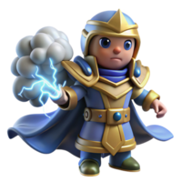 vibrant modern 3D Render Cartoon Wizard with Lightning high quality png