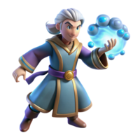 vibrant abstract 3D Render Young Wizard Casting Spell high resolution png