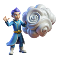 dramatic modern 3D Render Whimsical Cloud Boy high resolution png