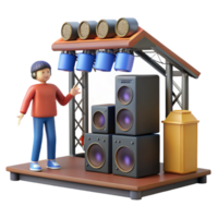 impressive artistic 3D Render of a Stage Setup with Sound System genuine png