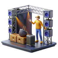 elegant creative 3D Render of Concert Stage Setup with Speaker System detailed png
