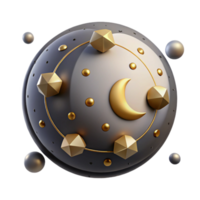 impressive modern Celestial Sphere 3D Render of Moon, Stars, and Geometric Shapes high resolution png