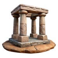dramatic traditional Ancient Stone Temple Model 3D Render of a Classic Structure high quality png