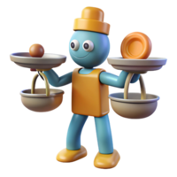 vibrant creative 3D Render Balancing Act with Cartoon Character high resolution png