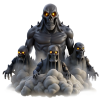 vibrant rustic Spectral Skeletal Beings Emerging from Clouds professional png