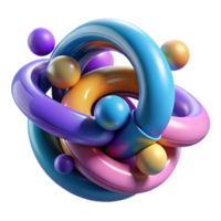 dramatic abstract Abstract 3D Render Colorful Intertwined Rings and Spheres genuine png