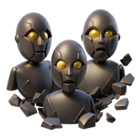 elegant modern Metallic Robots Breaking Apart 3D Render professional png