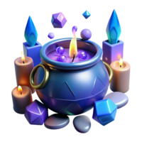 wonderful creative Mystical Cauldron with Candles and Crystals premium png