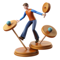 serene vintage 3D Cartoon Boy Playing with Spinning Tops high resolution png